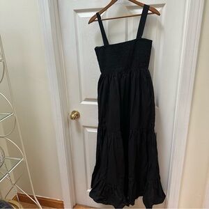 Zara Black Maxi Dress tiered smocked long tank XS